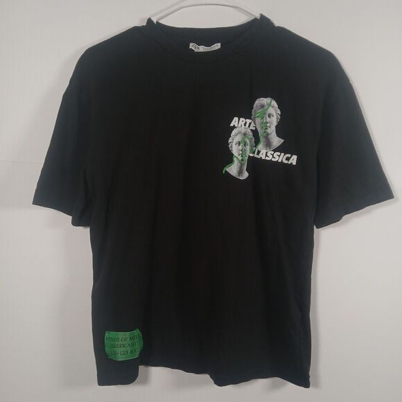 ZARA Venus de Milo Greek Art “Arte Classica” Black Graphic T-Shirt S Artsy EUC - Picture 1 of 10